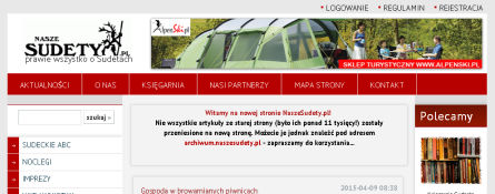Zrzut ekranu strony naszesudety.pl